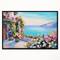 Designart - Sea and Flowers - Landscape Art Print Canvas in Black Frame